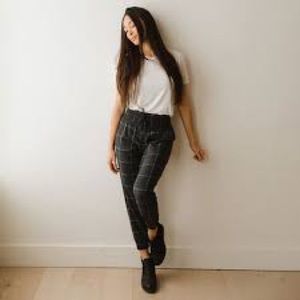 Albion Fit Windowpane Destination Joggers Black Ankle Pants Women's XS